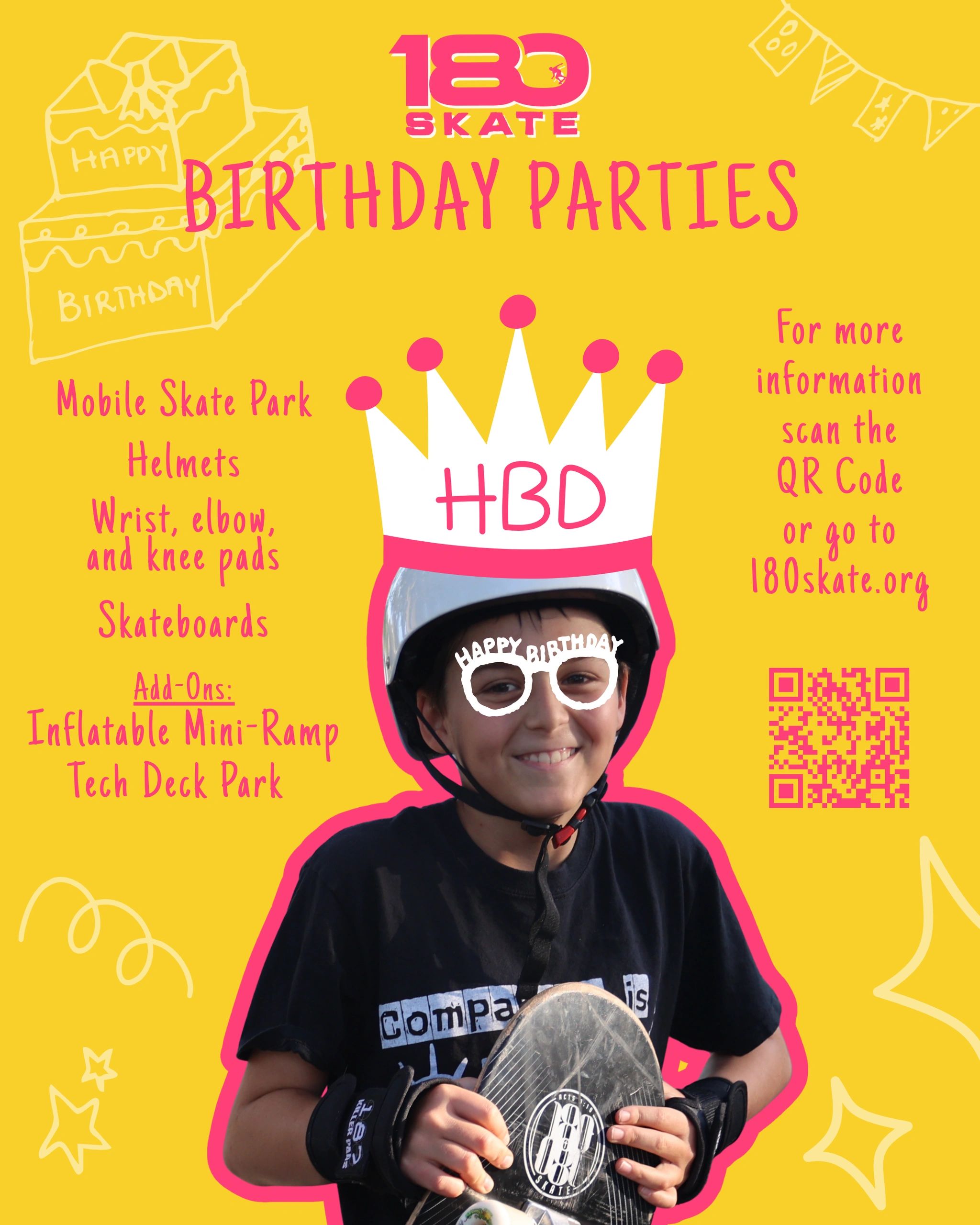 180 Skate birthday party flyer